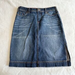 Tommy Hilfiger Vintage Y2K Dark Wash Midi Denim Skirt Size 2